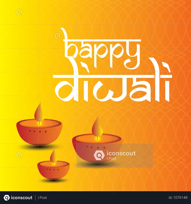 Tarjeta De Felicitación Del Festival De Diwali Con Hermoso Fondo De Rangoli Y Diya  Ilustración