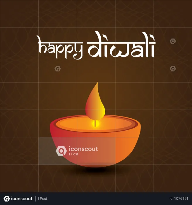 Tarjeta De Felicitación Del Festival De Diwali Con Hermoso Fondo De Rangoli Y Diya  Ilustración