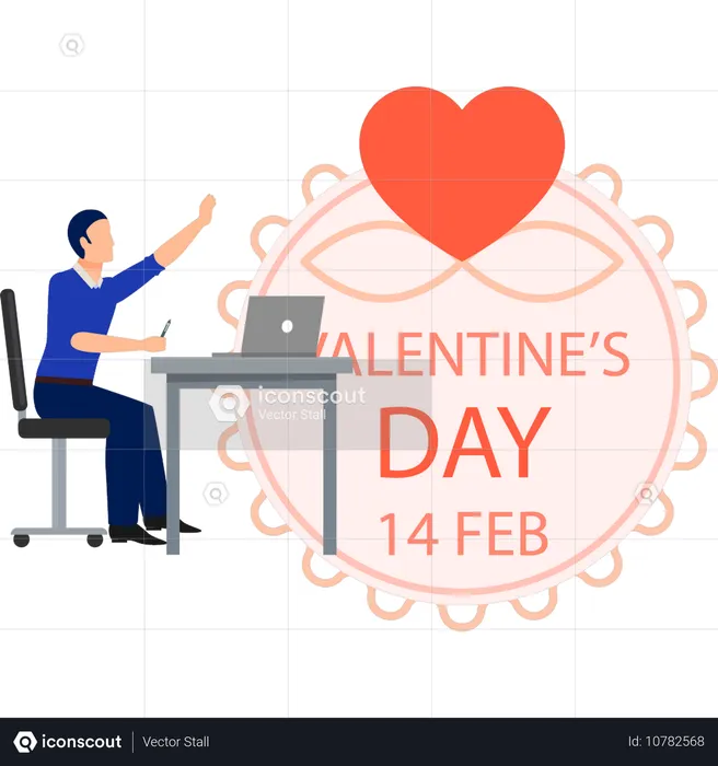 Hombre haciendo tarjeta del día de San Valentín  Ilustración