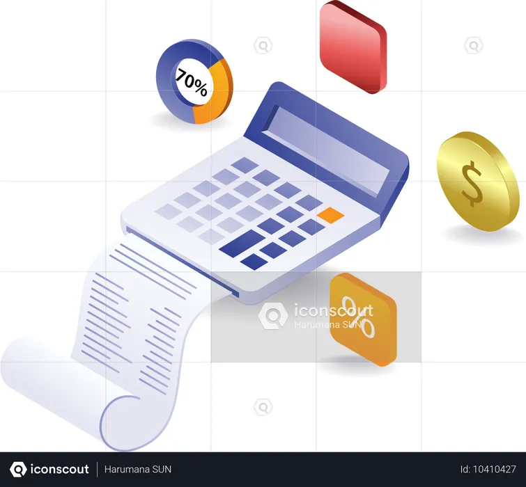 Rechner mit Prozentzeichen für Finanzgeschäfte  Illustration