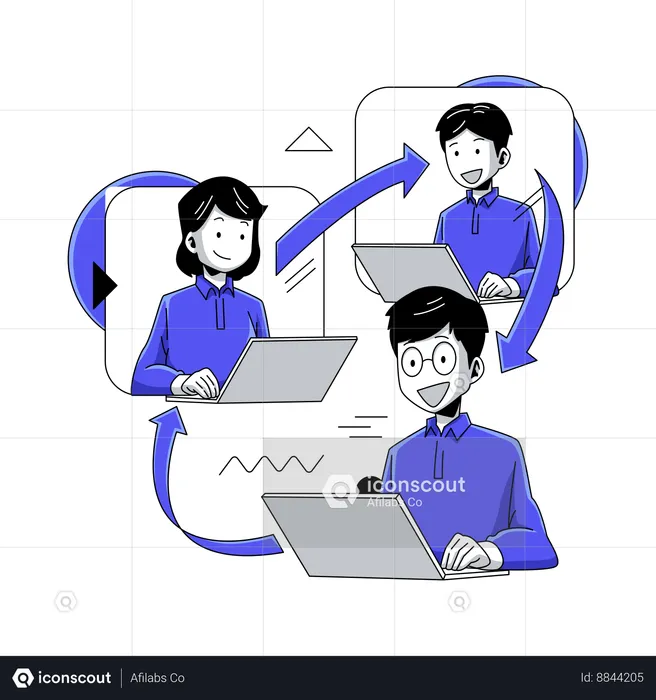 Task delivery process and communication between teams  Illustration