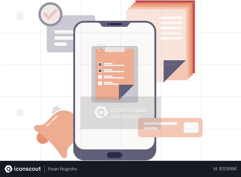 Task processing application on smartphone  Illustration