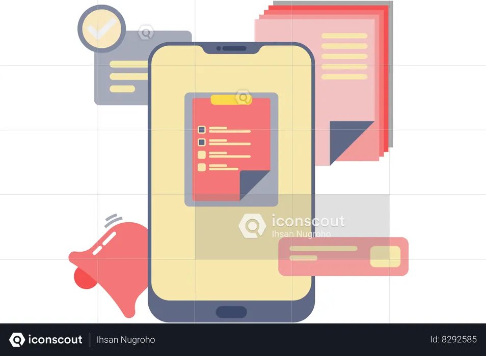 Task processing application on smartphone  Illustration