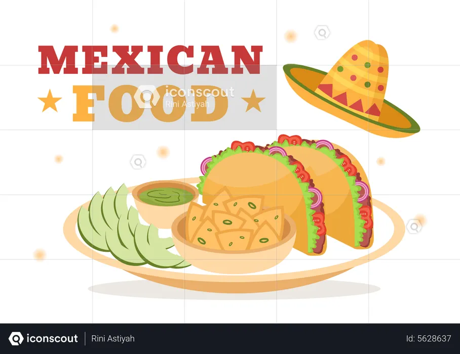 Tasty mexican food dish  Illustration