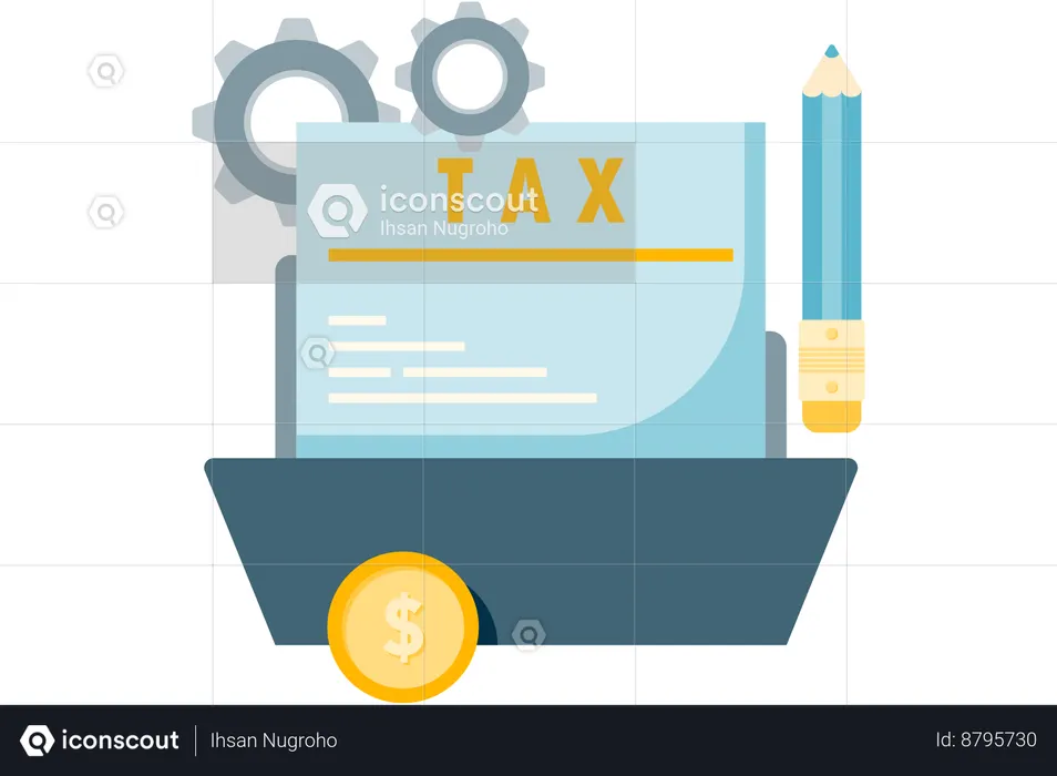 Tax document and folder  Illustration