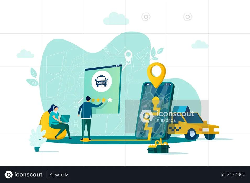 Taxi booking service  Illustration