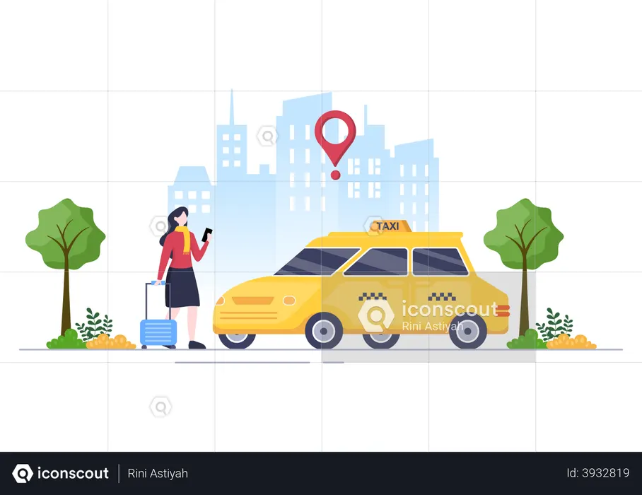 Taxi booking travel service  Illustration