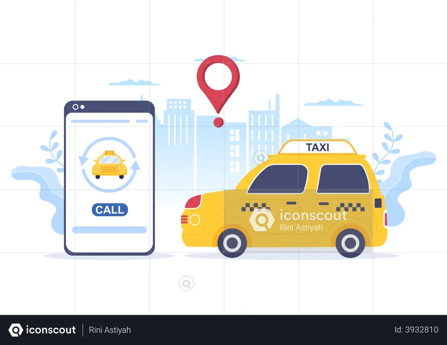 Taxi service application  Illustration