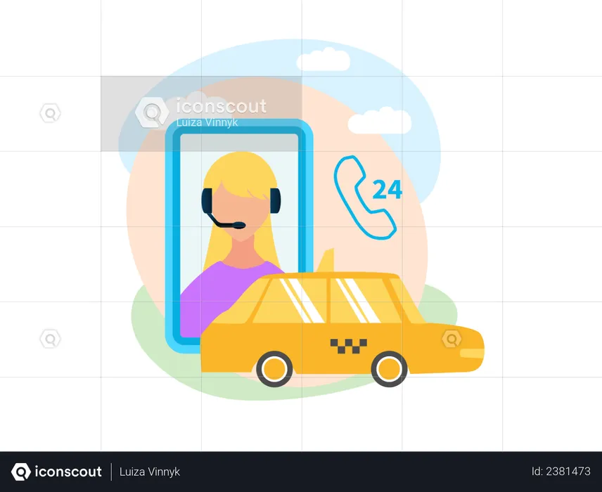 Taxi Service around-The-Clock Call Center  Illustration