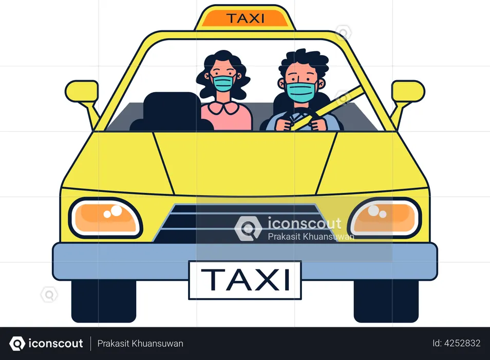 Taxi service during pandemic  Illustration