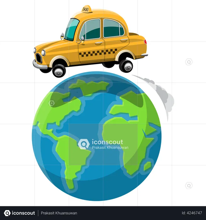 Taxi service in overall world  Illustration