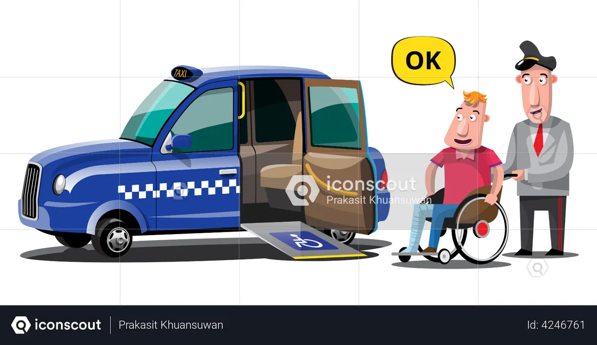 Taxi services for disable people  Illustration