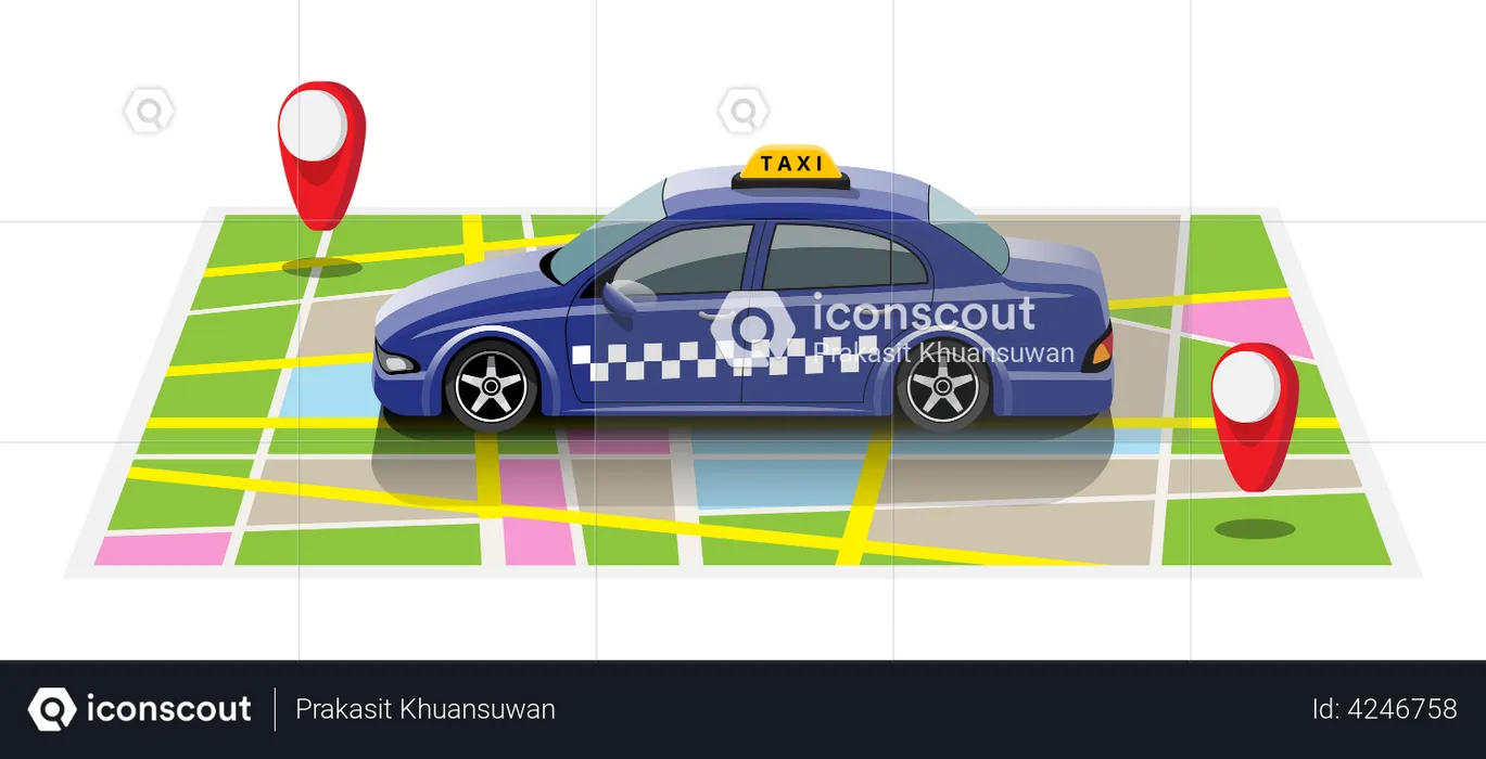 Taxi Tracking service  Illustration