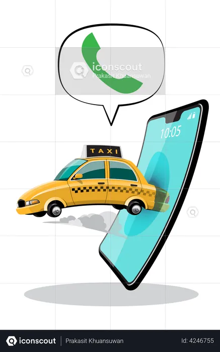 Taxiservice anrufen  Illustration