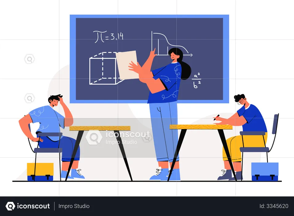 Teacher and Student in Classroom  Illustration