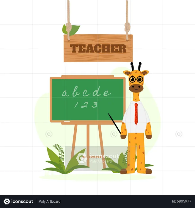 Teacher giraffe teaching  Illustration