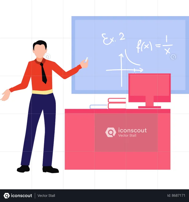 Teacher is explaining maths  Illustration