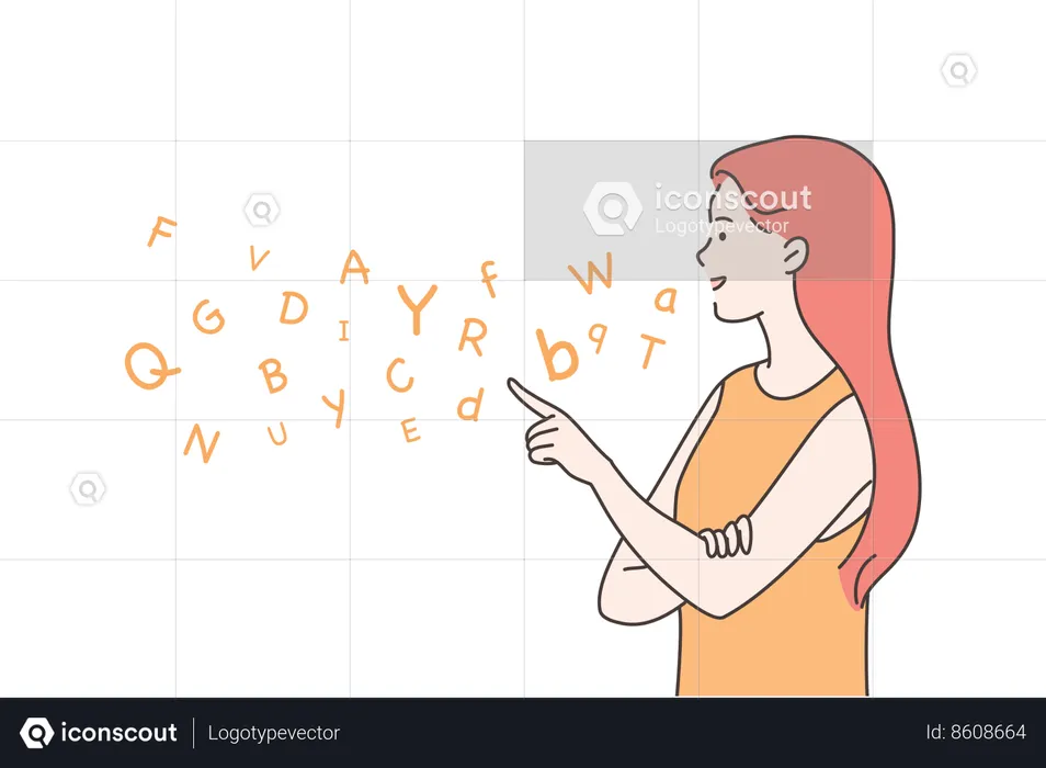 Teacher is teaching ABC alphabets  Illustration