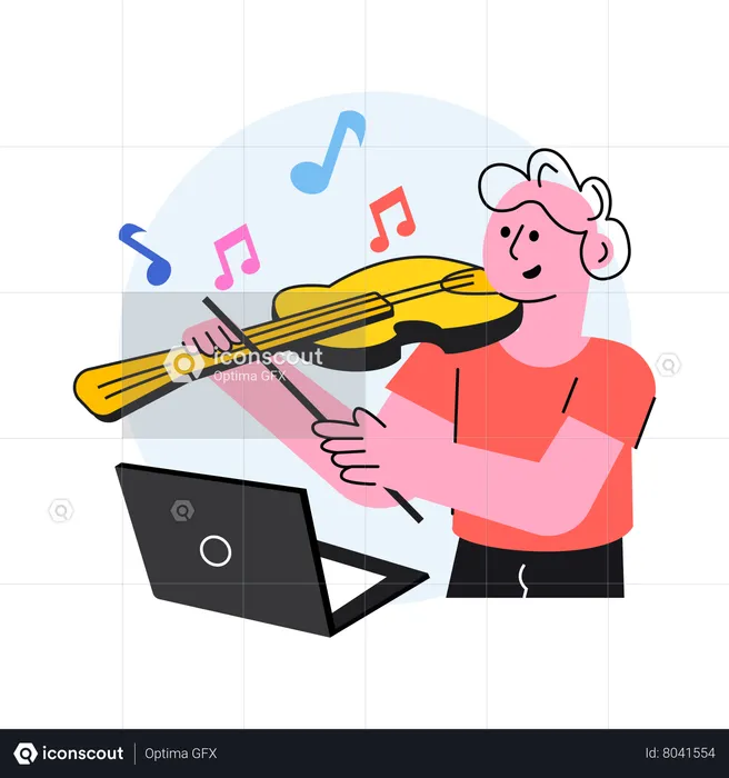 Teacher is teaching music to students  Illustration