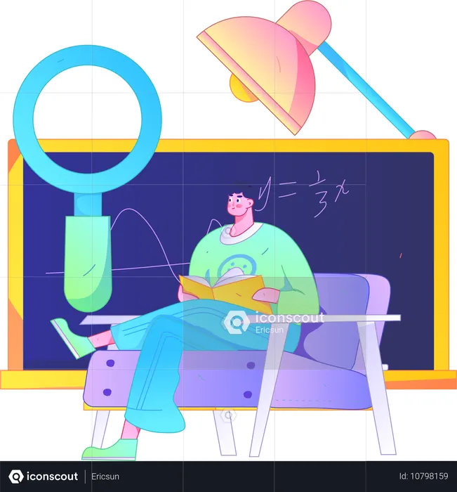 Teacher prepares exam paper for student  Illustration