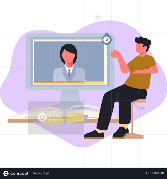 Teacher taking online class  Illustration