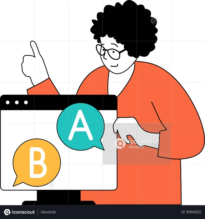 Teacher teaches online abc alphabets  Illustration