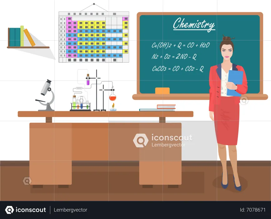 Teacher teaching chemistry class  Illustration