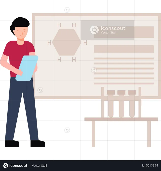 Teacher teaching chemistry subject  Illustration