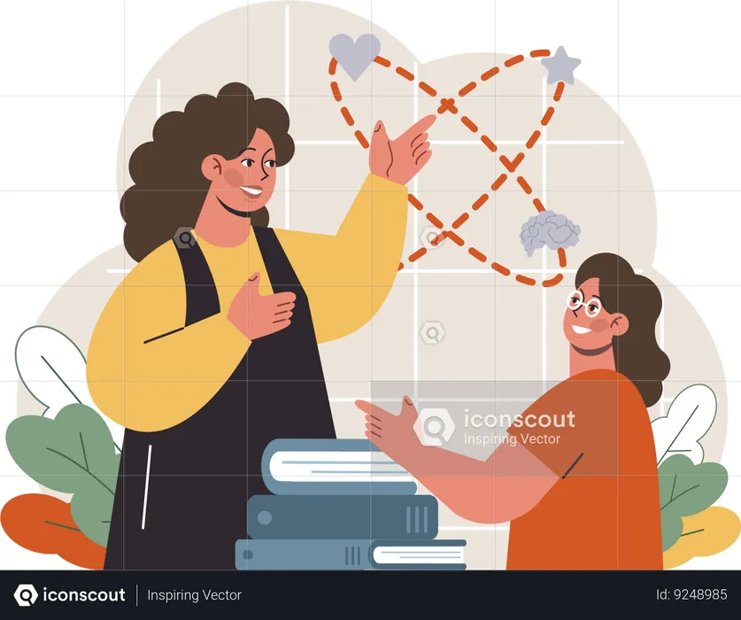 Teacher teaching emotion science  Illustration