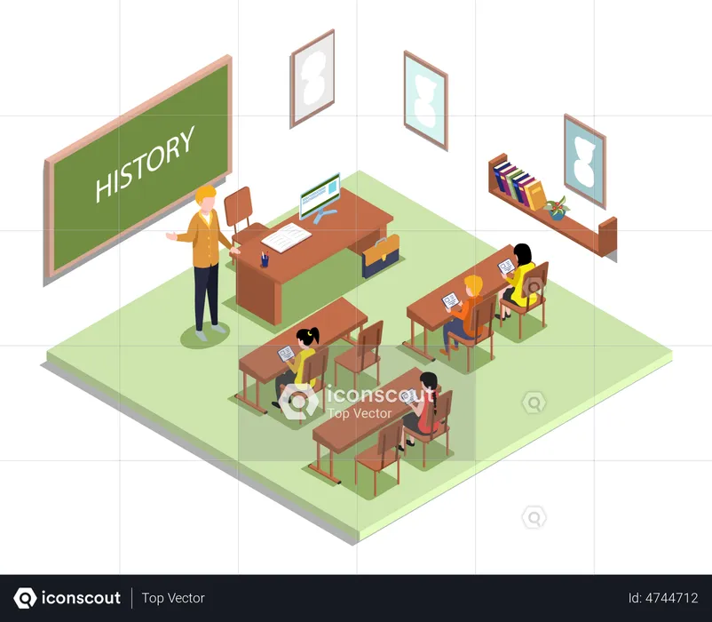 Teacher teaching history  Illustration