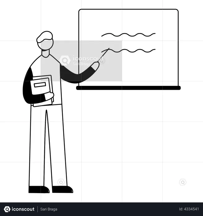 Teacher teaching in classroom  Illustration