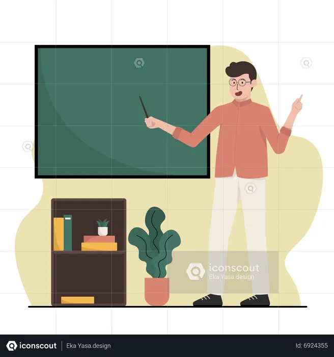 Teacher teaching on blackboard  Illustration