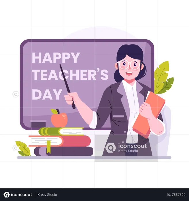 Teacher teaching on teachers day  Illustration