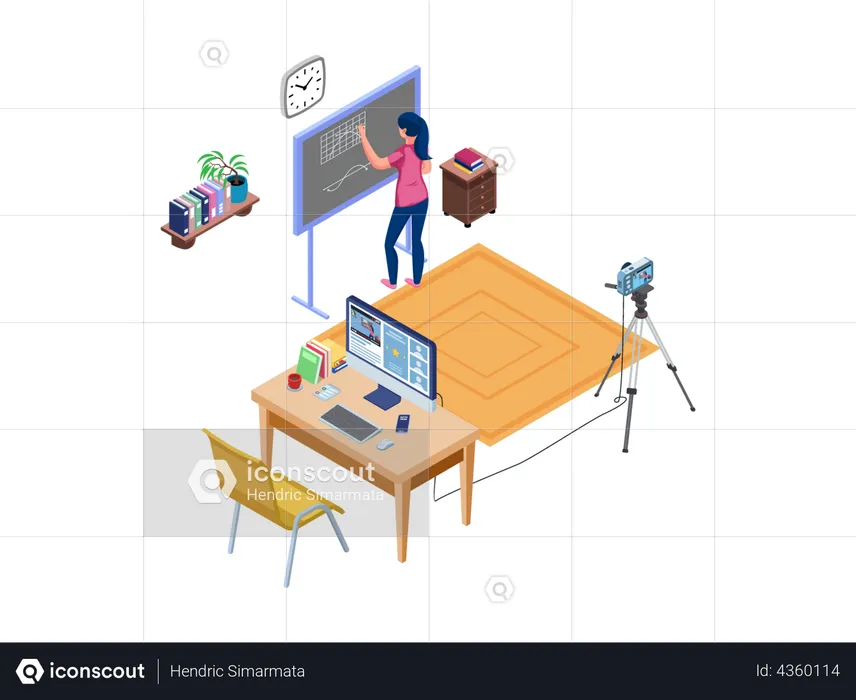 Teacher teaching online  Illustration