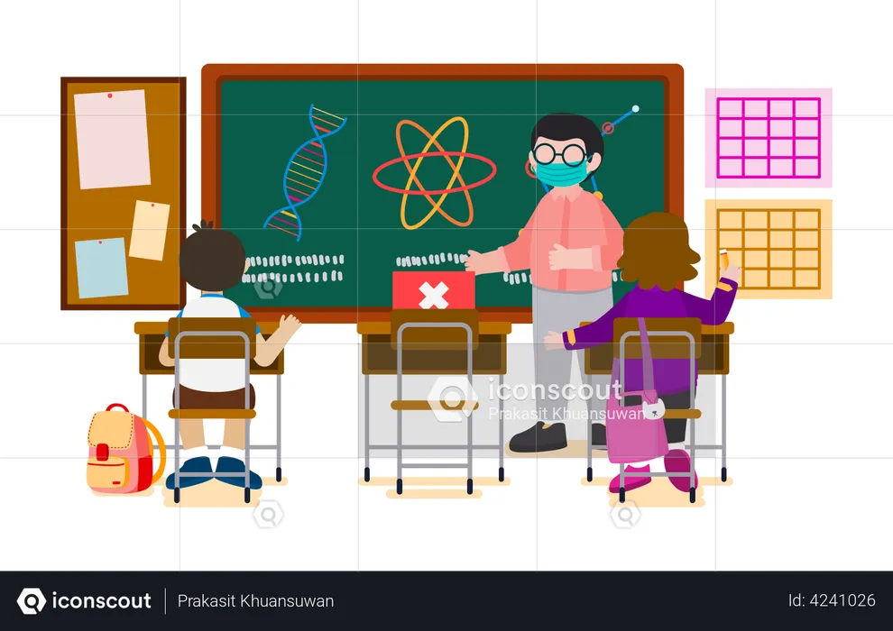 Teacher teaching science  Illustration