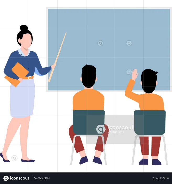 Teacher teaching students  Illustration