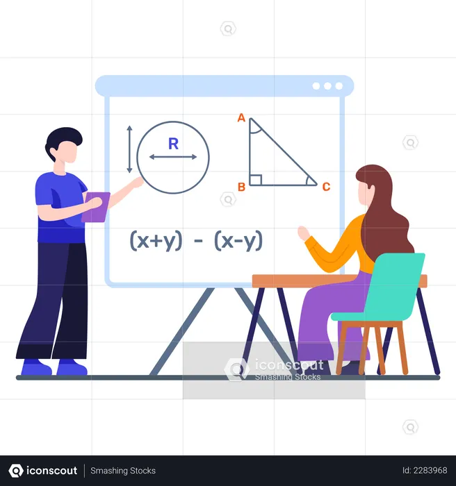 Teacher teaching using projecter screen  Illustration