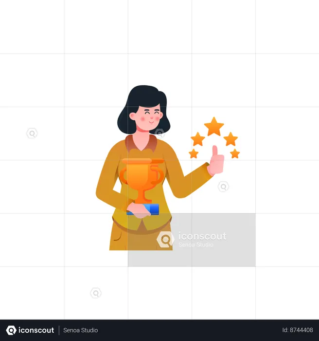 Teacher With Trophy  Illustration