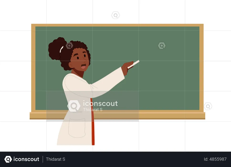 Teacher Writing On Chalkboard  Illustration