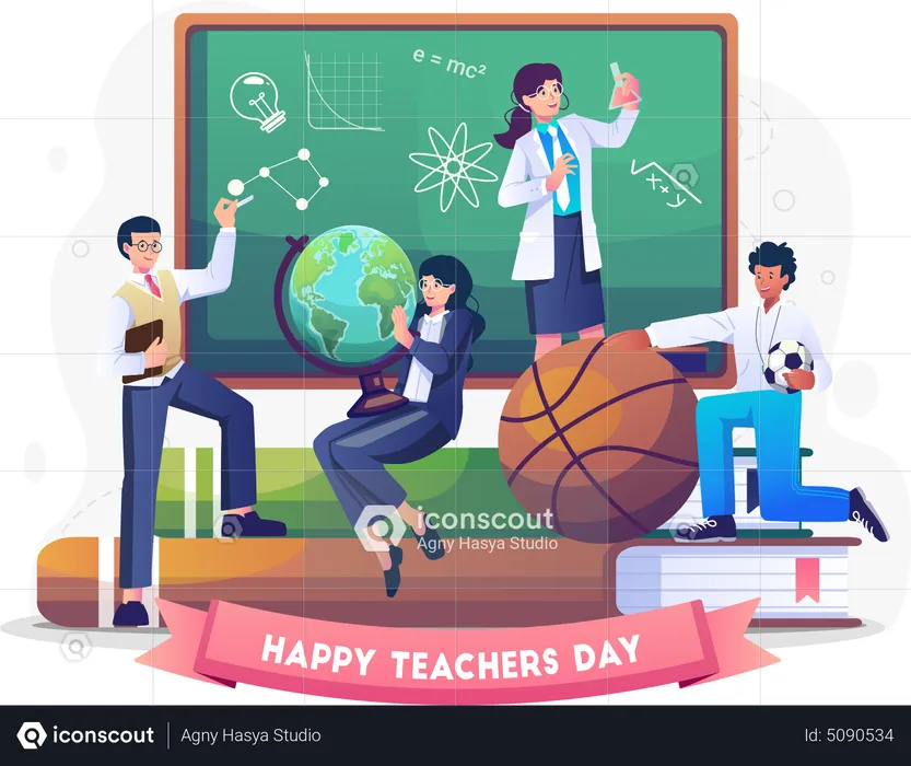 Teachers celebrating teacher's day  Illustration