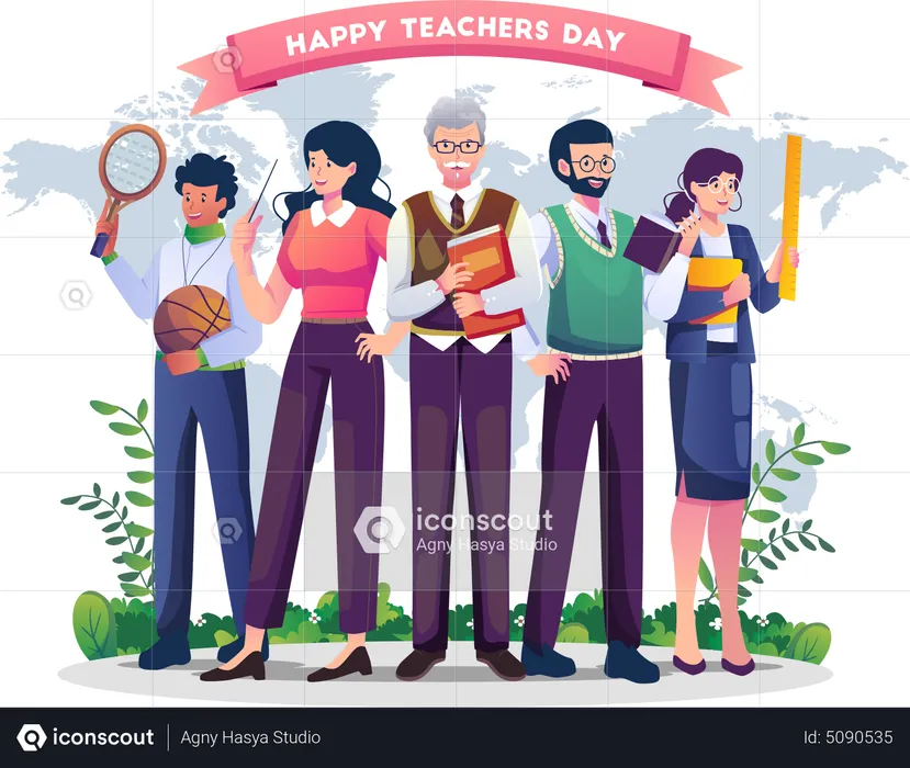 Teachers of various subjects are celebrating teacher's day  Illustration