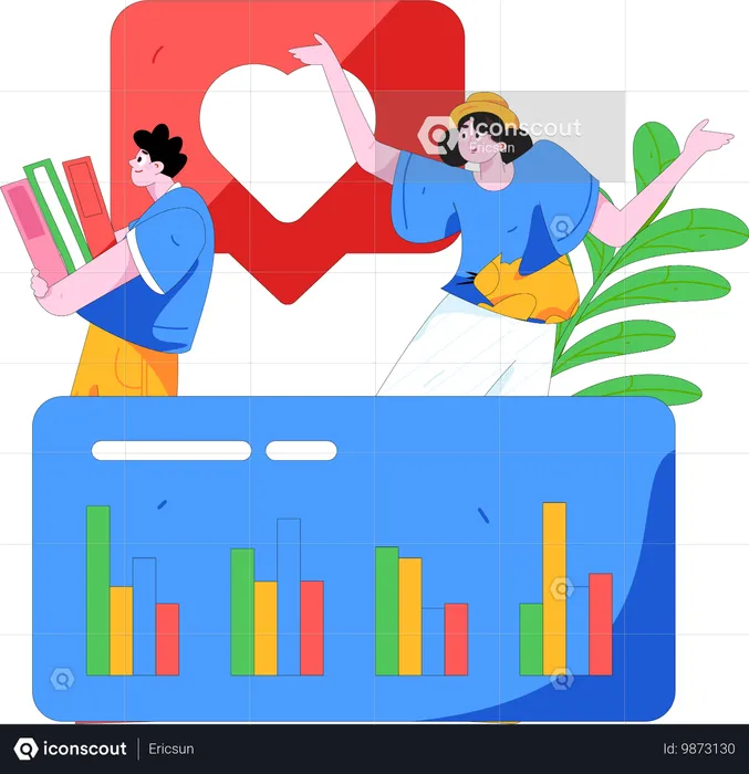 Team analyzes stock market ups downs  Illustration