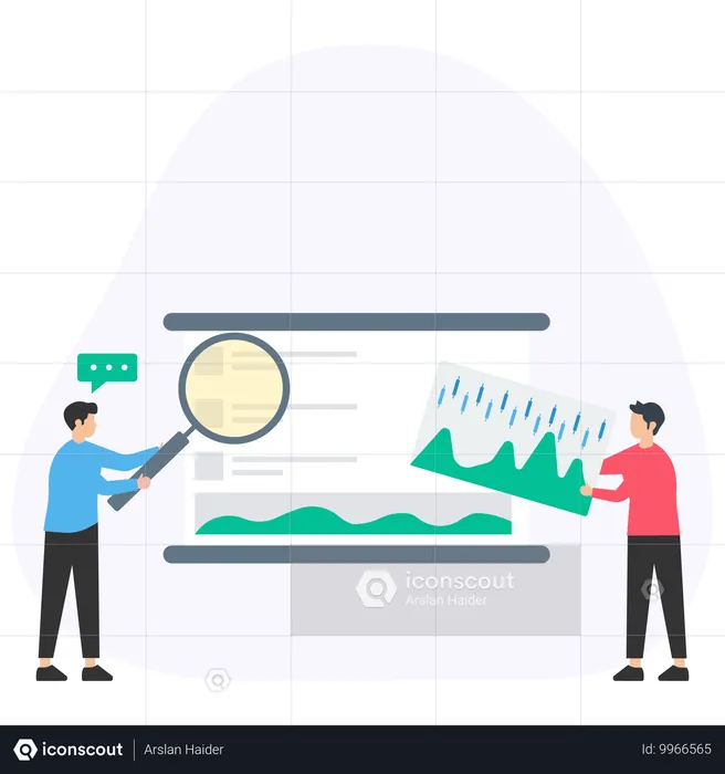 Team analyzing Market Report  Illustration