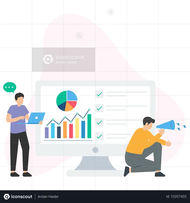 Team Analyzing Market Report  Illustration