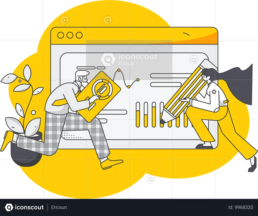 Team arbeitet gemeinsam am Webdesign  Illustration