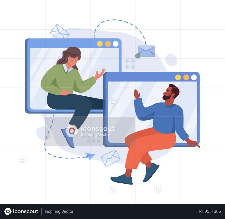 Team attending online meeting  Illustration