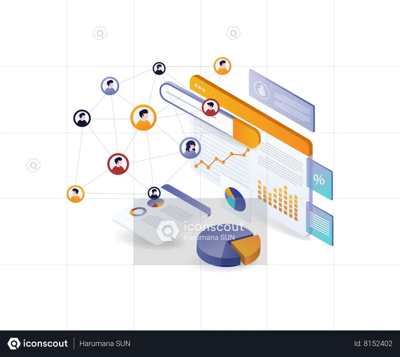 Team business network analysis  Illustration