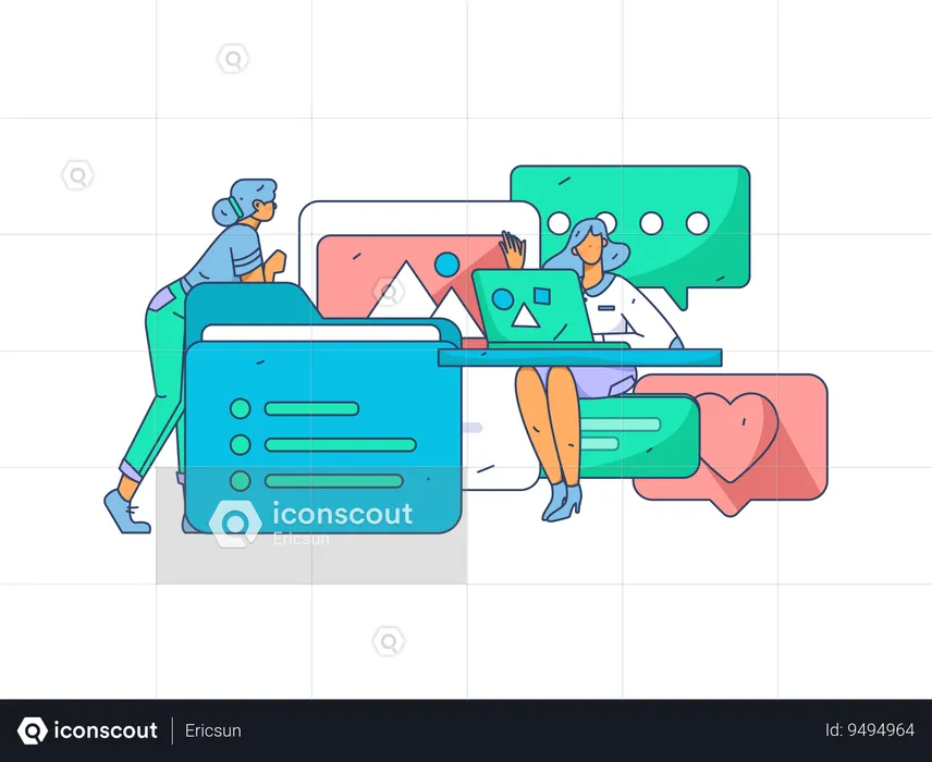 Team discussing business insights  Illustration