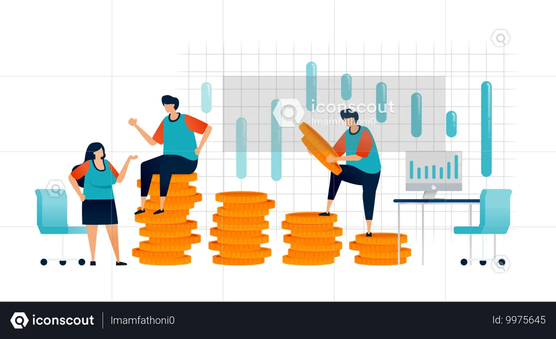 Team discussing financial growth  Illustration