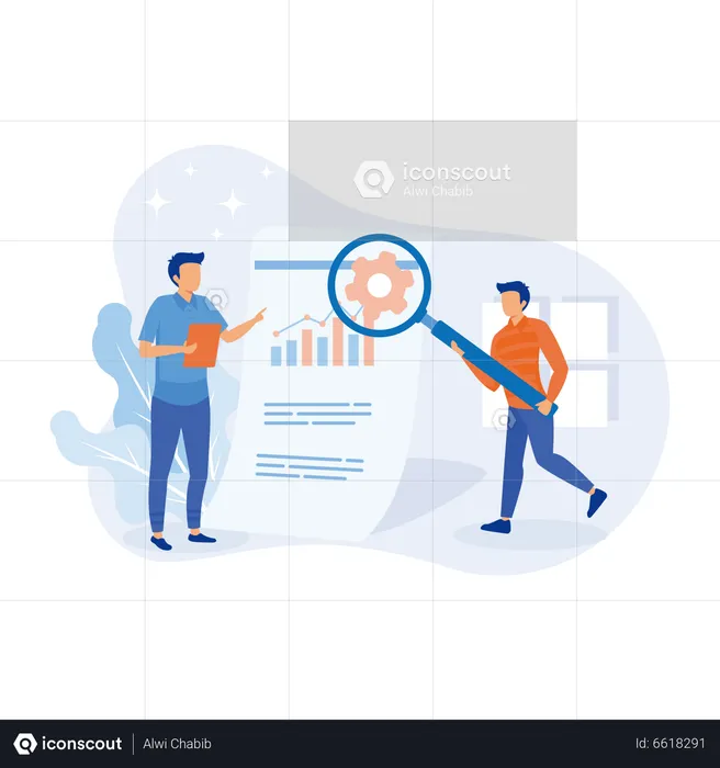 Team discussing marketing and seo strategy  Illustration